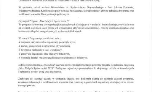 Zdjęcie do Spotkanie informacyjne dla organizacji pozarządowych